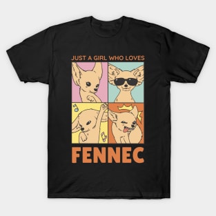 Just A Girl Who Loves Fennec Fox Vintage Retro T-Shirt